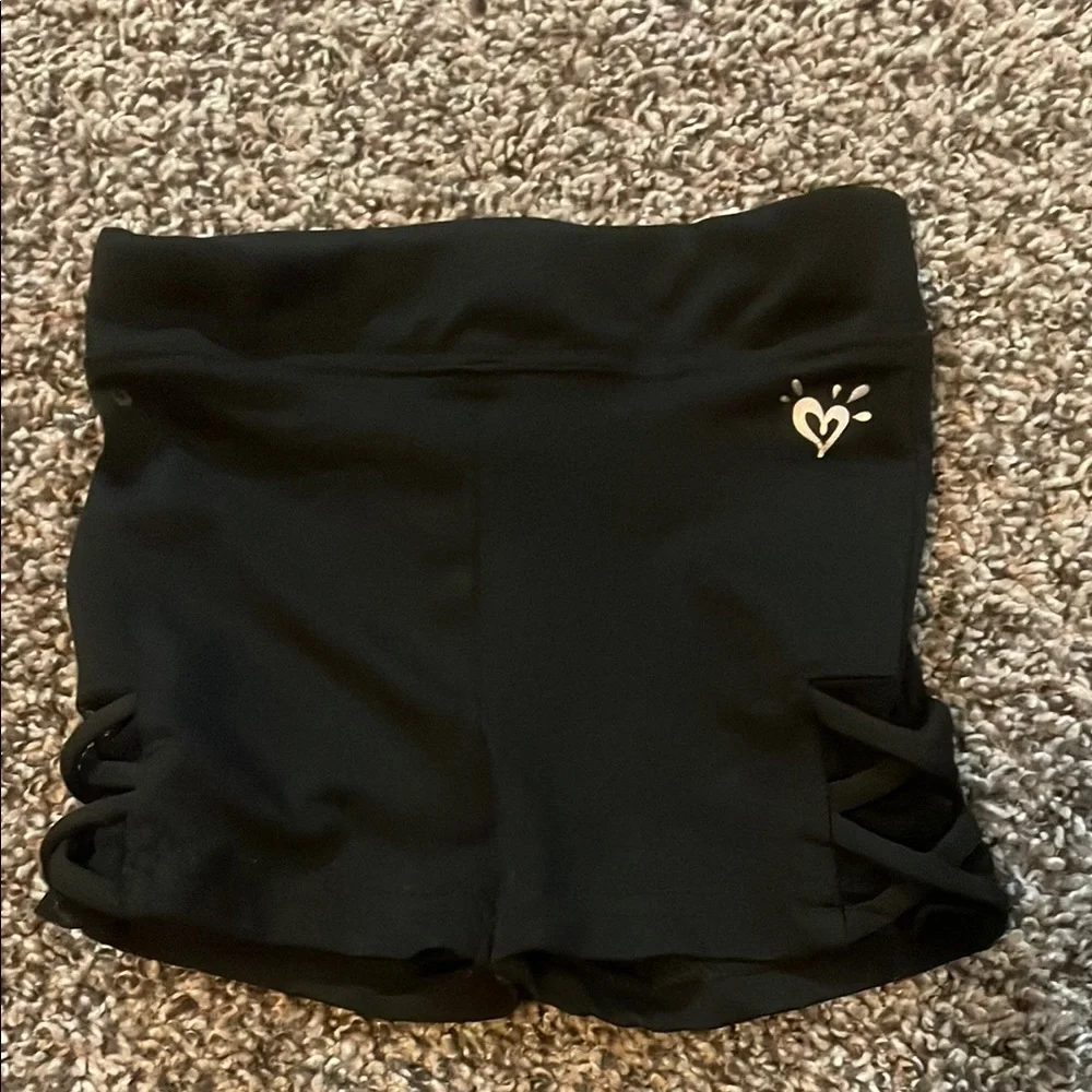 Justice Active Black Kids Shorts with Heart Design